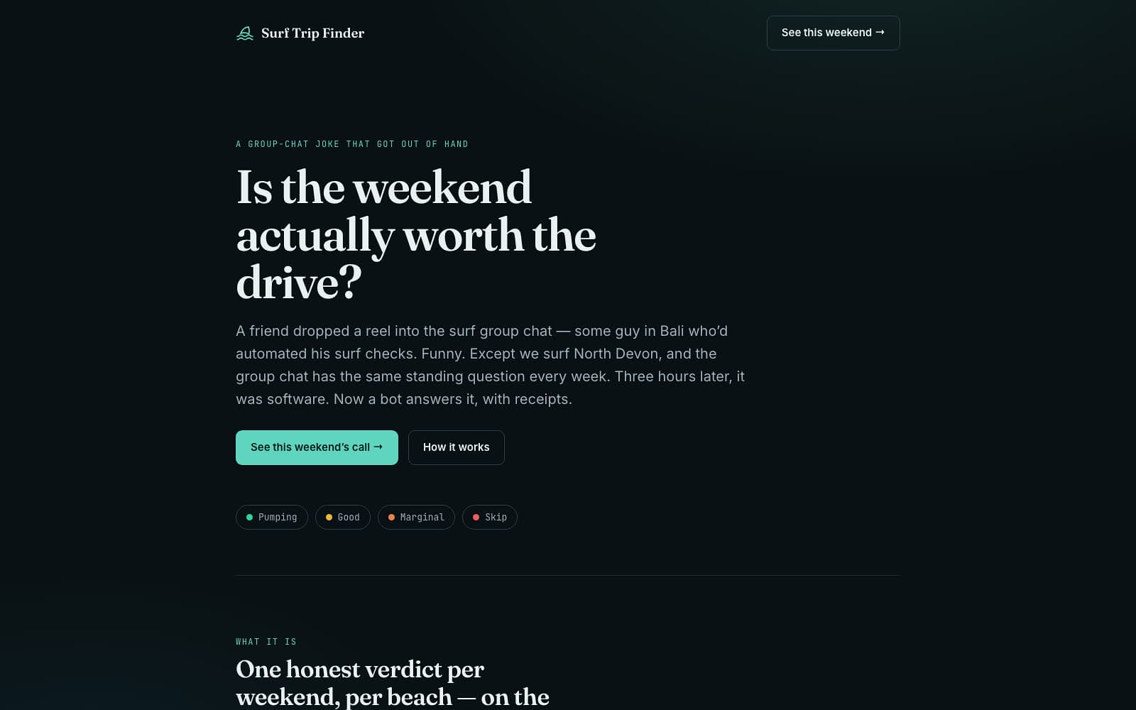 Surf Trip Finder landing page