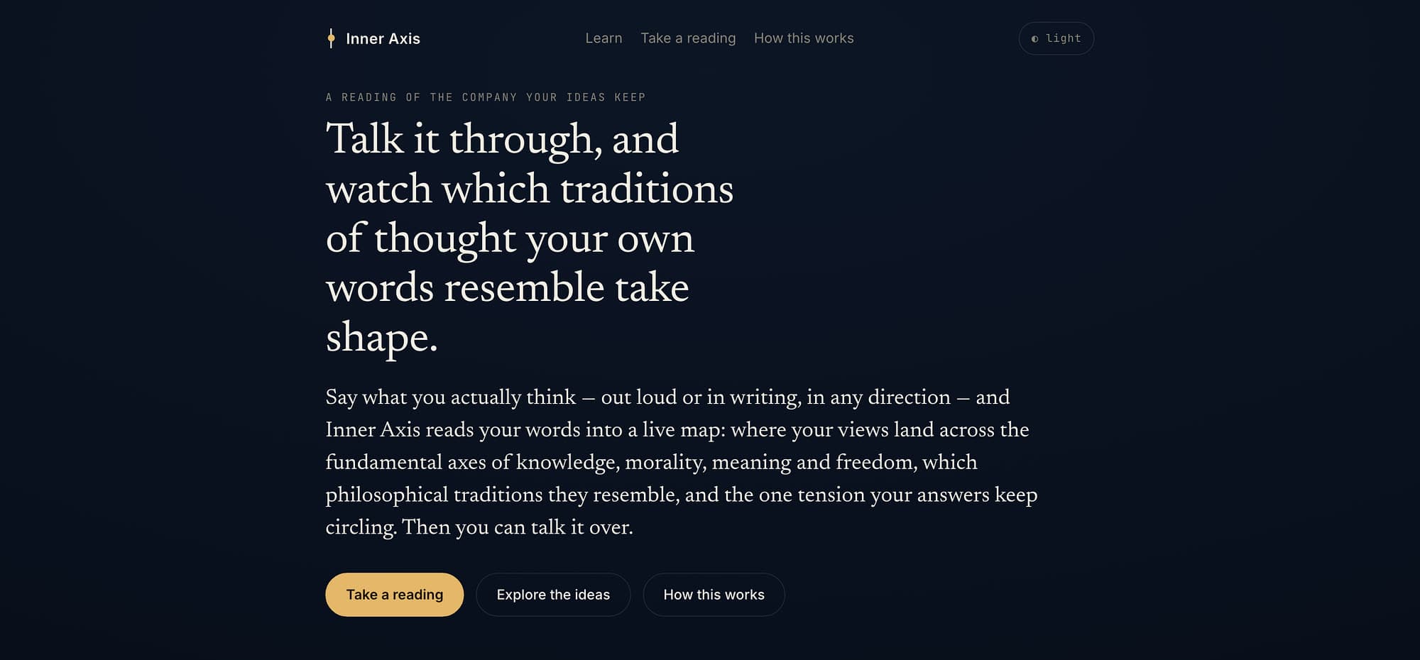 Inner Axis landing page
