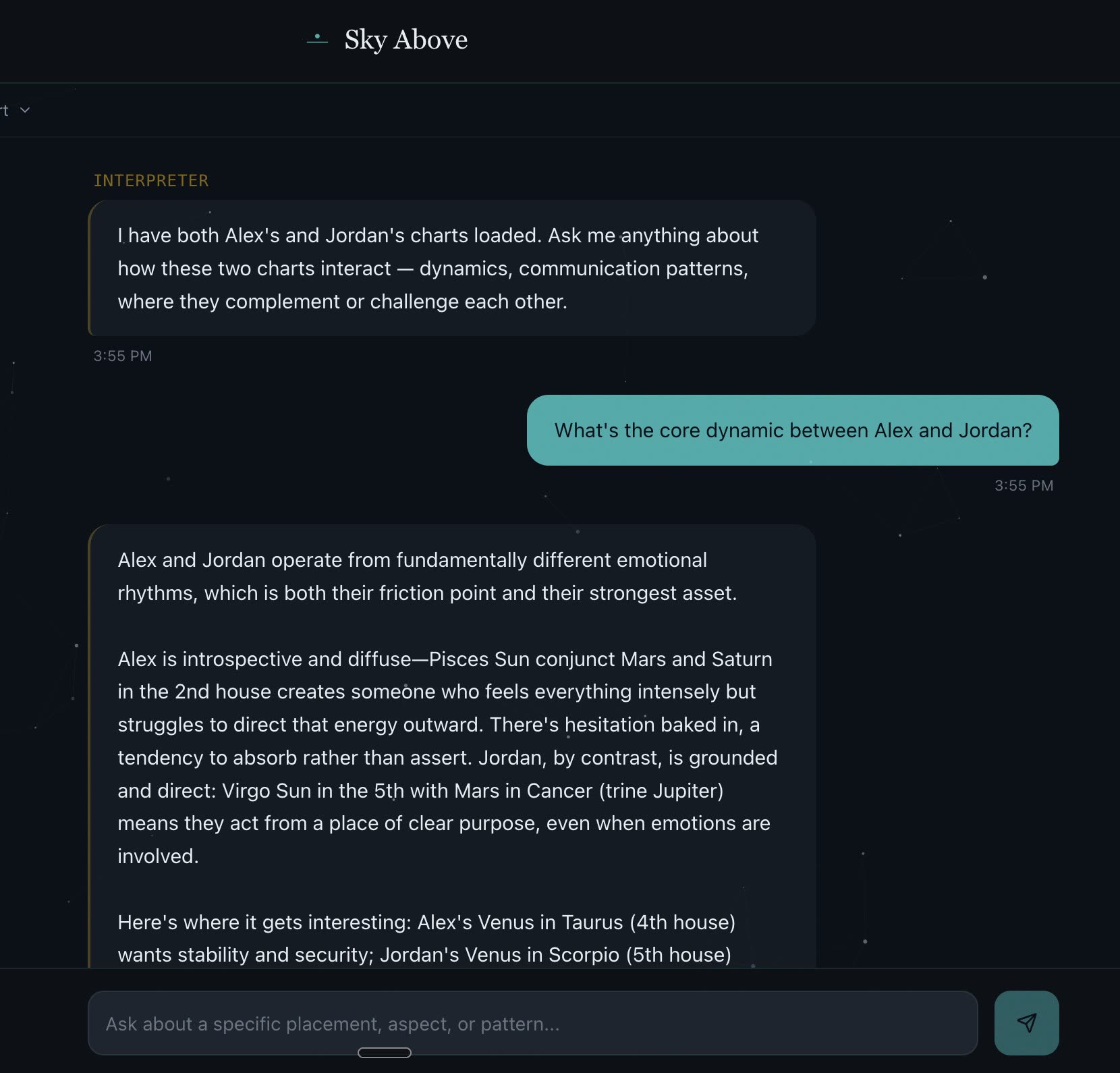 AI interpreter chat about chart compatibility